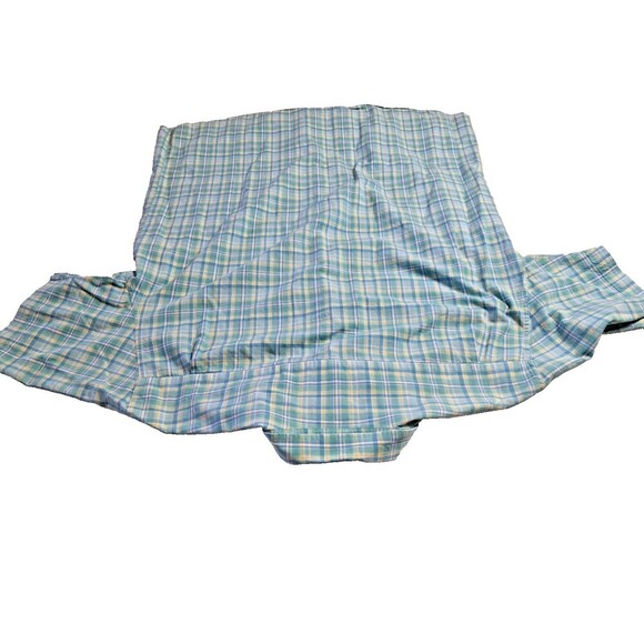 Blue Harbor Summer Cotton blend Short Sleeve Shirt XL Blue/yellow plaid. - Picture 2 of 7
